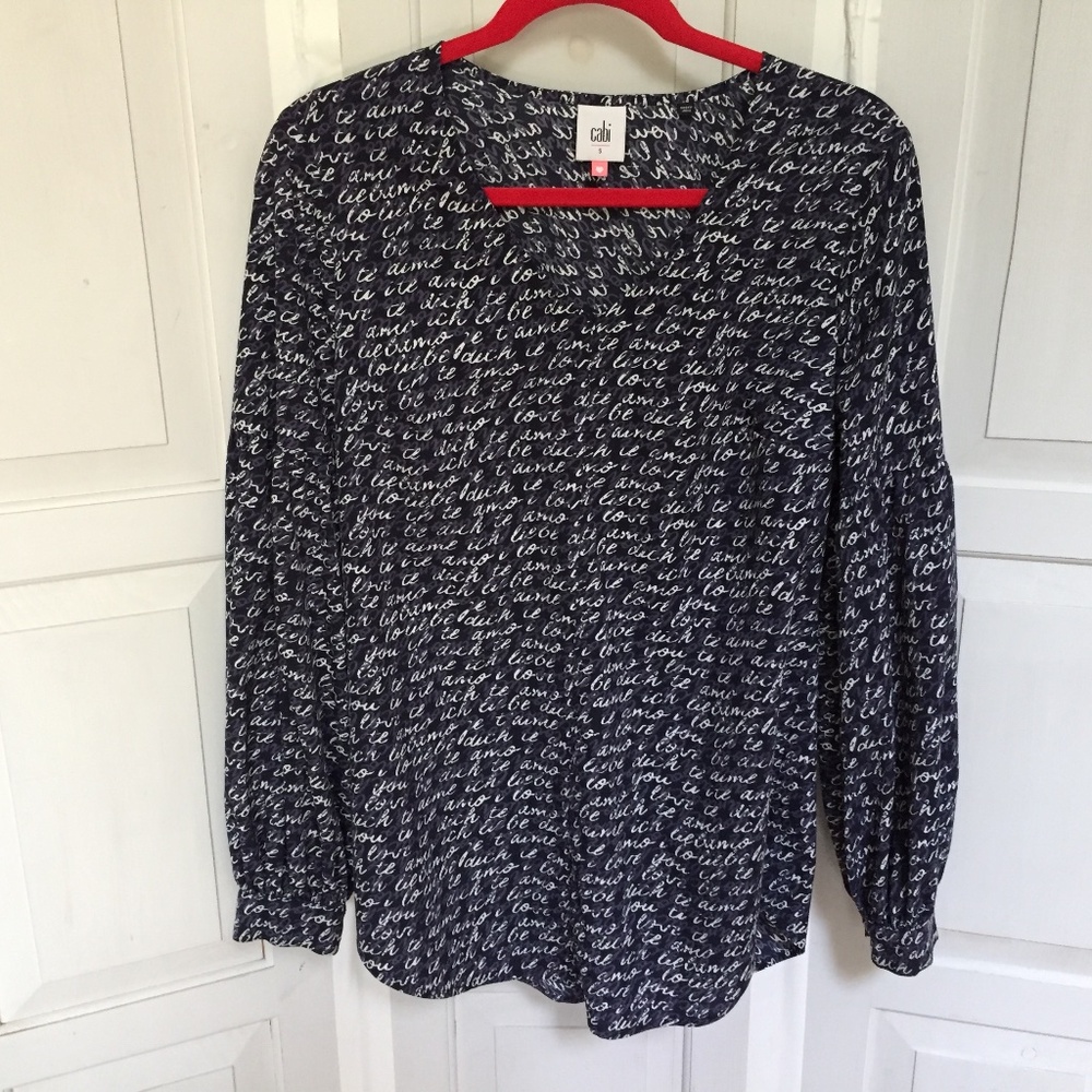 CAbi Black and White Script Tunic